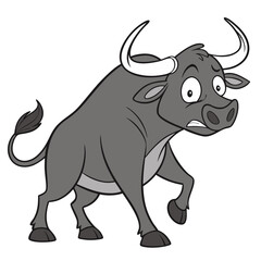 Fototapeta premium Cartoon Angry Bull Vector Illustration for Coloring Books and Educational Materials