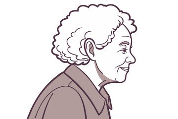 Elderly Woman Profile Illustration for Educational and Artistic Use