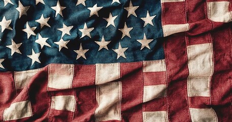 Happy memorial day concept made from vintage american flags background.