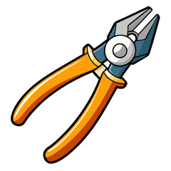 Cartoon Vector Illustration of Orange Hand Pliers for Tool Themed Designs and Projects
