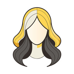 Minimalist Vector Illustration of Blonde and Black Hair Woman for Design Projects