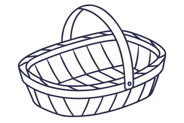 Fototapeta premium Hand Drawn Outline of Rustic Woven Basket for Design and Craft Projects