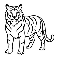 Fototapeta premium Vector Illustration Majestic Tiger Outline for Coloring Book and Art Projects