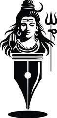 Shiv Shankar God on the top of pen lead study silhouette      
clipart illustration drawing art