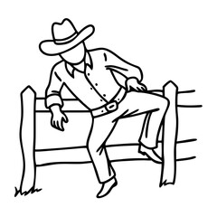 Cowboy Silhouette Leaning on Fence Vector Art for Western Theme Design