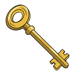 Golden Skeleton Key Vector Illustration for Design and Decoration Projects
