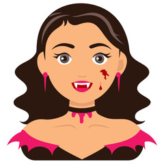 Female Vampire Cartoon Illustration for Halloween and Fantasy Design Projects