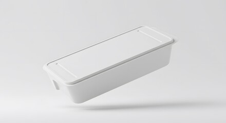 Fototapeta premium Blank White Rectangular Food Container Mockup for Branding and Packaging Design Presentation
