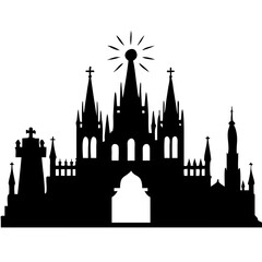 Fototapeta premium Gothic Cathedral Silhouette Vector Art for Religious Graphic Design