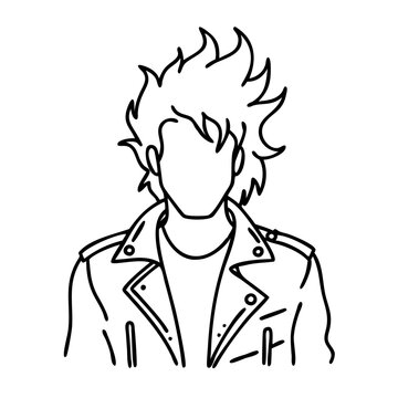 Punk Rocker Portrait Line Art Vector Illustration for Creative Designs