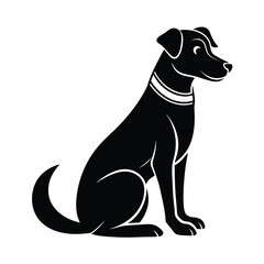 dog sitting pose vector art silhouette