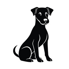 dog sitting pose vector art silhouette