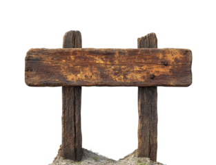 Rustic wooden signpost nature scene isolated on transparent background, png