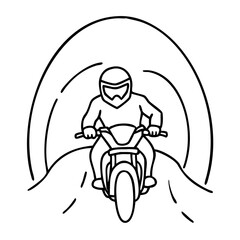 Vector Illustration of Motorcycle Rider in Tunnel Adventure Scene