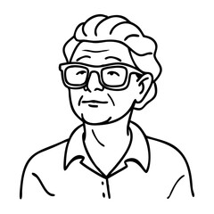 Obraz premium Elderly Man Wearing Glasses Line Art Illustration for Design and Decoration