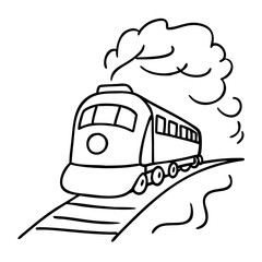 Simplistic Vector Steam Train Drawing for Coloring Book and Tattoo Design Uses