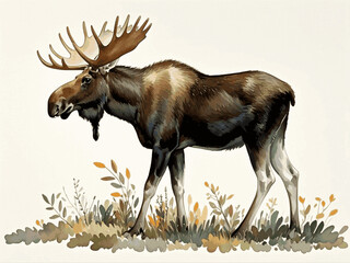 Silent Flow of wilderness moose isolated watercolor vector illustration svg