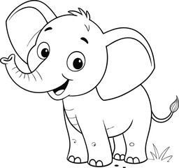 Cute Cartoon Elephant Illustration with Big Ears and Happy Expression
