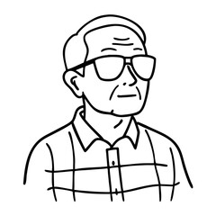 Fototapeta premium Elderly Man Wearing Glasses Line Art Illustration for Coloring Book Design