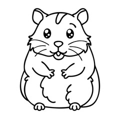 Cute Hamster Line Art Vector for Coloring Books and Children’s Illustrations