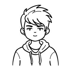 Obraz premium Trendy Young Male Avatar Line Art Illustration for Digital Use and Design Projects