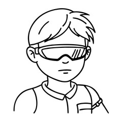 Cool Vector Illustration of Kid Wearing Futuristic Sunglasses for Sci-Fi Comic Art