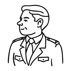 Obraz premium Vector Illustration of Military Officer in Uniform for Design and Coloring Projects
