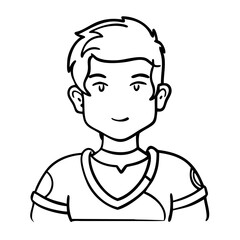 Obraz premium Vector Illustration Smiling Boy Cartoon Character Design for Coloring Books and Tattoos