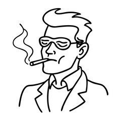Obraz premium Vector Illustration Cool Man with Sunglasses Smoking for Tattoo and Coloring Book
