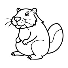 Cute Beaver Outline Illustration for Kids Coloring Pages and Educational Material