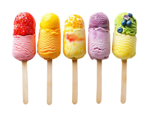 Delicious ice cream treats summer food bright isolated on transparent background, png