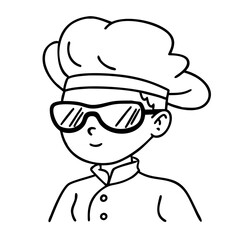 Fototapeta premium Cartoon Chef with Sunglasses Vector Art for Coloring and Design Projects