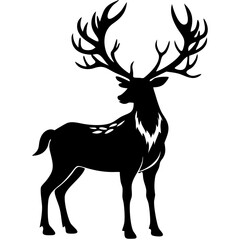 Fototapeta premium Majestic Deer Silhouette Art Design for Tattoos and Nature Themes