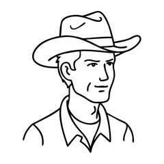 Cowboy Hat Man Outline Vector Illustration for Design Projects and Coloring