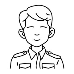 Naklejka premium Smiling Young Man in Uniform Line Art for Coloring and Illustration