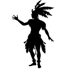 Fototapeta premium Tribal Warrior Silhouette Illustration for Tattoo and Design Projects
