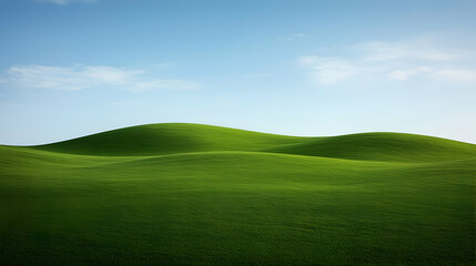 Rolling Green Hills Under a Blue Sky