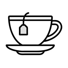 Tea Cup with Tag on Saucer Icon Design