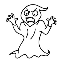 Obraz premium Angry Ghostly Figure Vector Illustration for Halloween and Spooky Designs