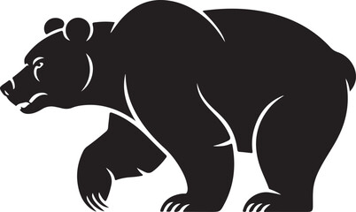 Obraz premium Silhouette of a Bear in Profile Modern Minimalist Animal Outline Design for Wildlife Art and Nature Illustrations