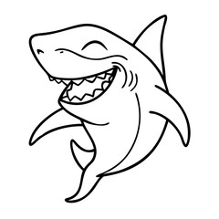 Obraz premium Smiling Cartoon Shark Vector Illustration for Kids Coloring Books and Designs