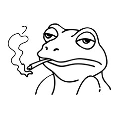 Obraz premium Smoking Frog Vector Illustration for Tattoos and T-Shirts Design