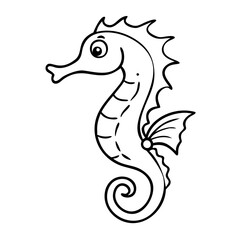 Obraz premium Cute Seahorse Outline Vector Illustration for Kids Coloring and Ocean-Themed Designs