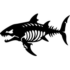 Obraz premium Fierce Shark Skeleton Vector for Tattoo Art and Graphic Design Projects