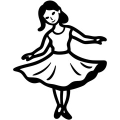 Fototapeta premium Silhouette of Dancing Girl in Dress for Art Projects and Coloring Books