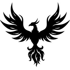 Obraz premium Majestic Phoenix Silhouette with Outstretched Wings for Tattoo or Art Design