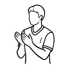 Obraz premium Vector Illustration Applauding Person Outline for Sign Language or Communication