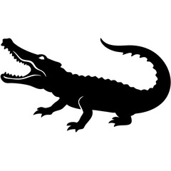 Fototapeta premium Silhouette of Fierce Crocodile Vector for Design Tattoos and Logos