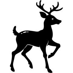 Silhouette of Majestic Deer Antlers Graceful Wildlife Illustration Vector Art