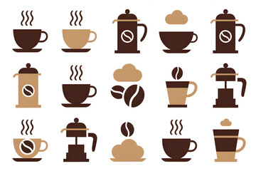 Obraz premium Coffee Icon Set: A Collection of Delightful Coffee-Themed Illustrations